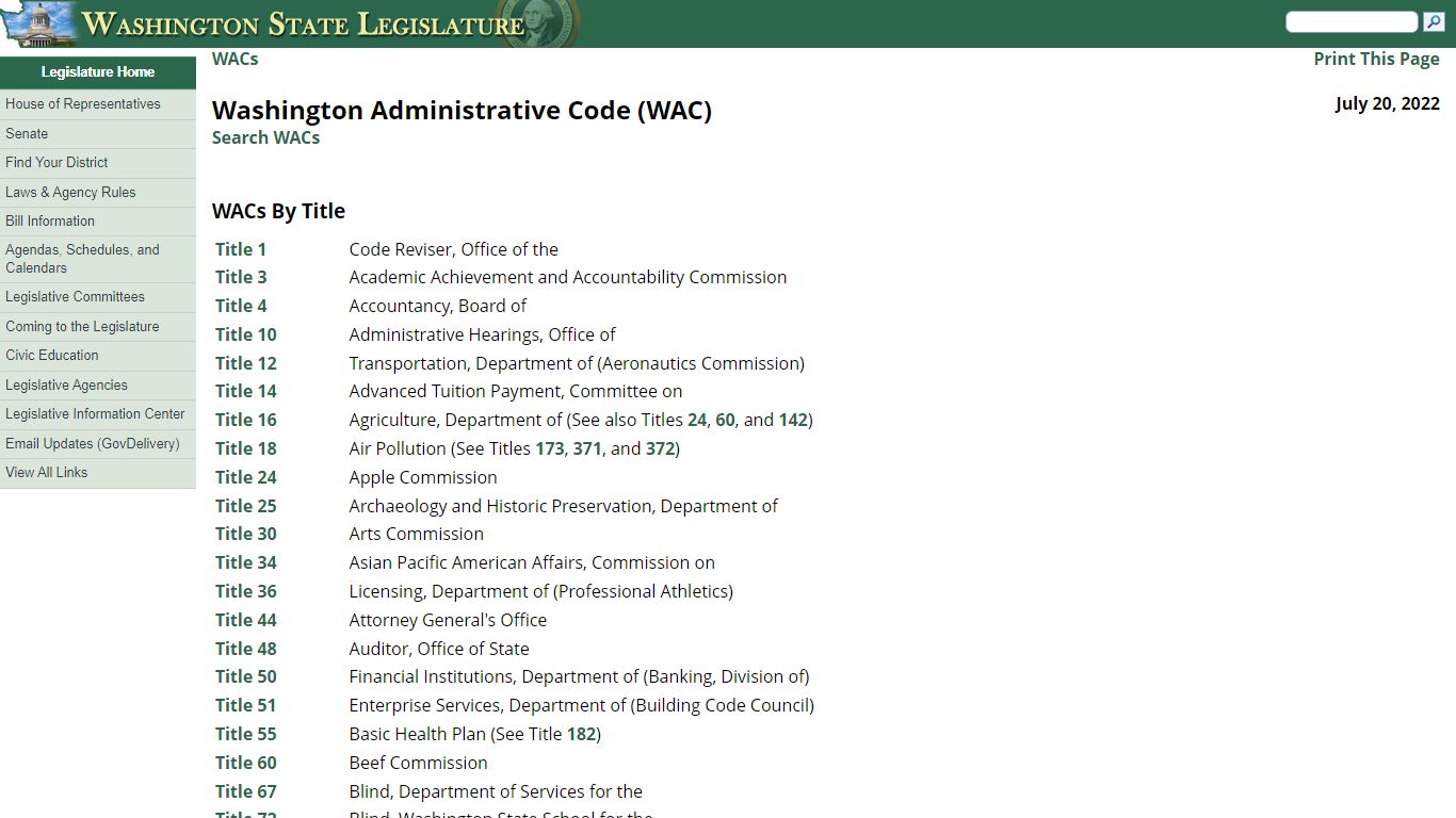 Washington Administrative Code (WAC)